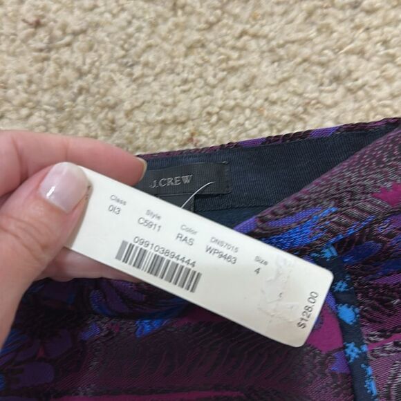 NWT J. Crew Jacquard Mini A-Line Skirt Midnight Floral Bold Purple Pink Black - Picture 5 of 9